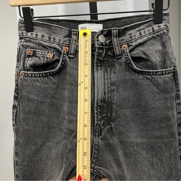 Zara Jeans Size Zero Black Gray Straight Leg Denim 30” inseam - Picture 8 of 11